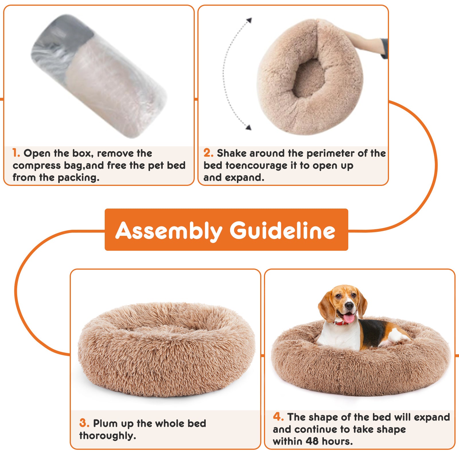 Anti-Slip Round Fluffy Bed