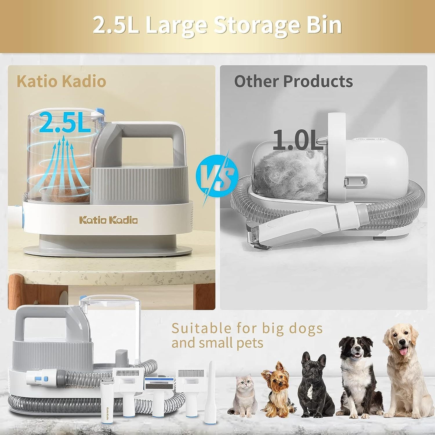 5 In 1 Dog Grooming Kit With Suction