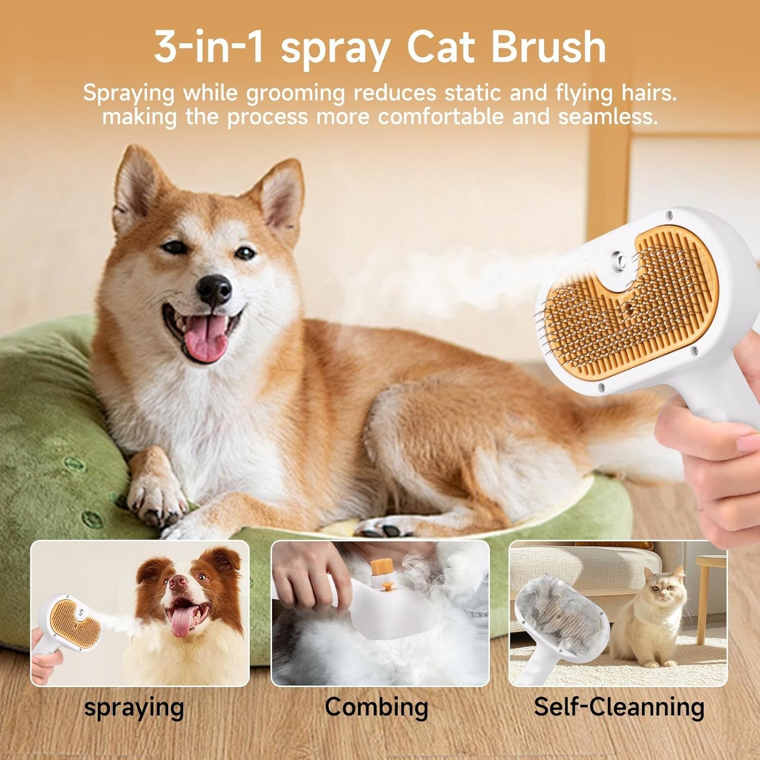 3-in-1 Pet Steam Brush
