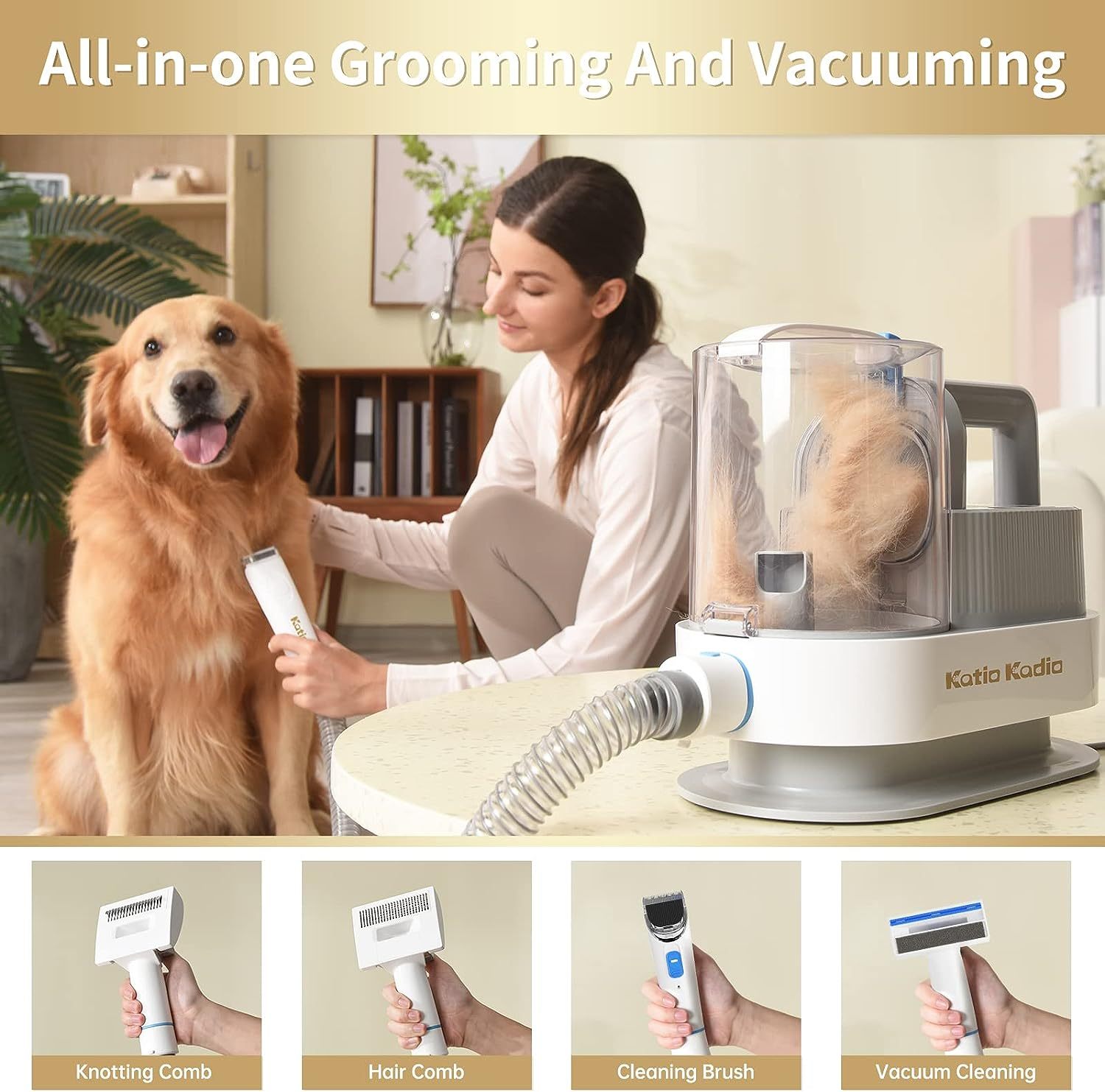 5 In 1 Dog Grooming Kit With Suction